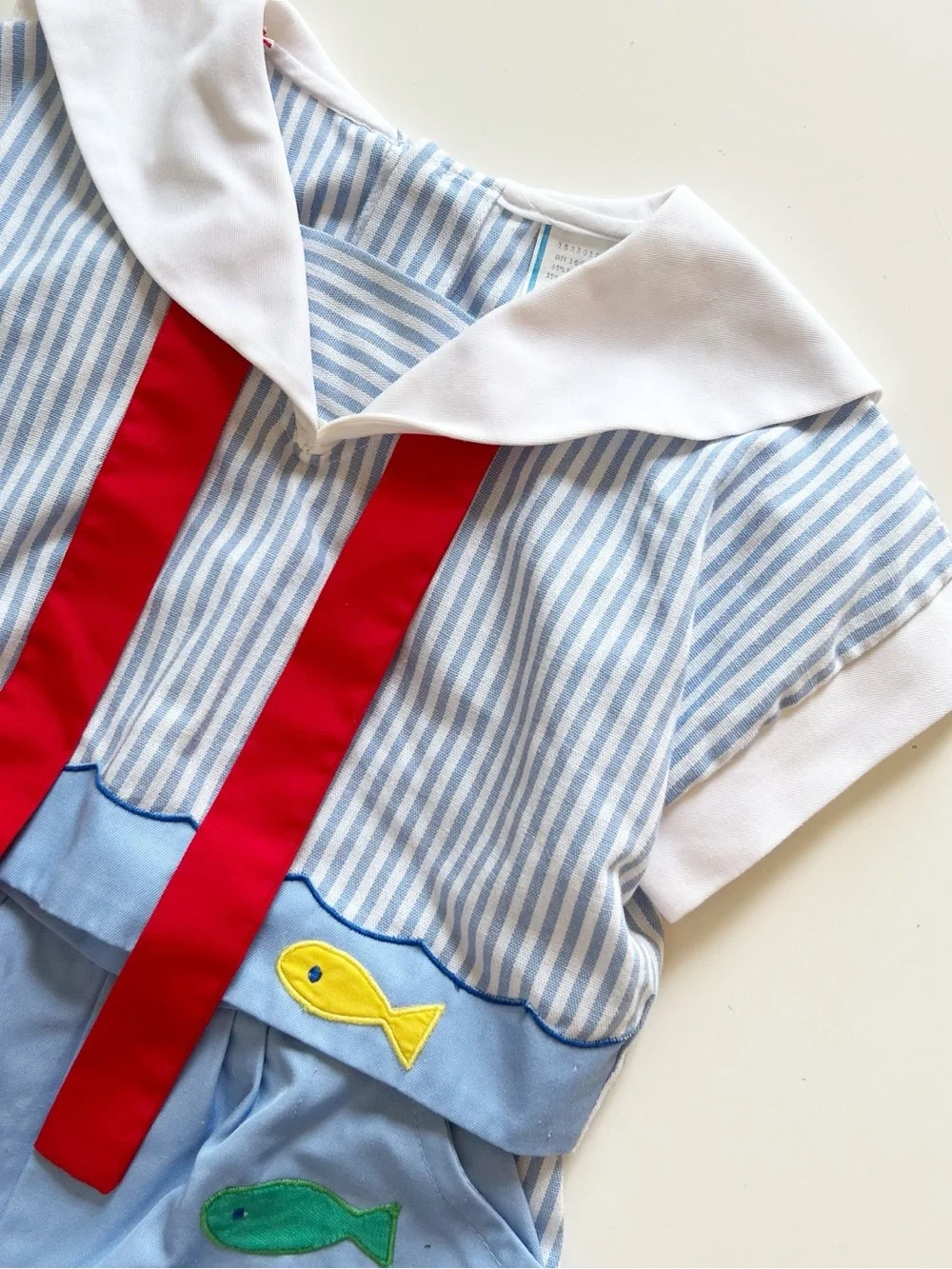 Vintage Two-Piece Blue Fish Appliqué Sailor Set | Size 2